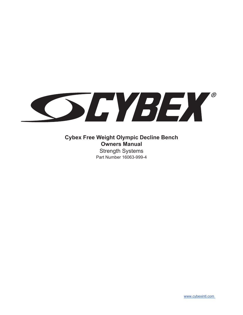 Cybex 16063 Free Weight Olympic Decline Press User Manual | 18 pages