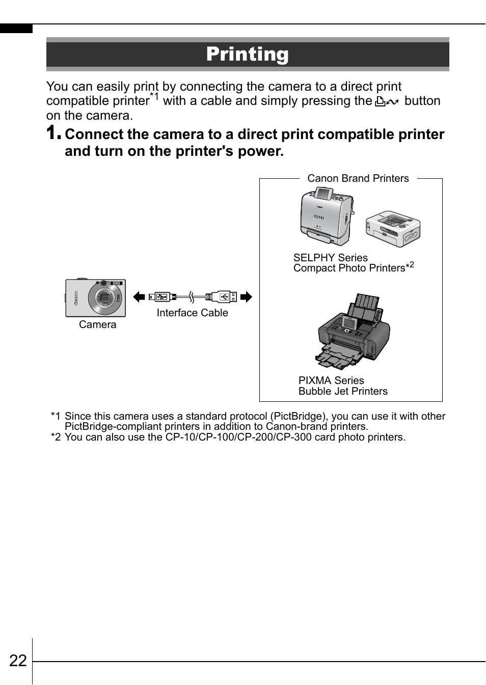 Printing, Pp. 22 | Canon 70 User Manual | Page 24 / 36