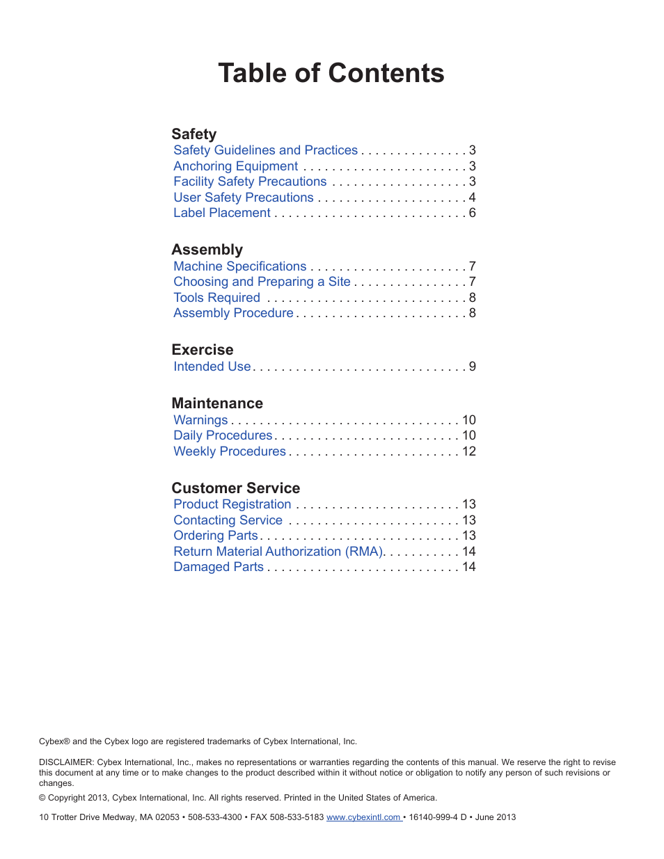 Cybex 16140 Free Weight Weight Tree User Manual | Page 2 / 16