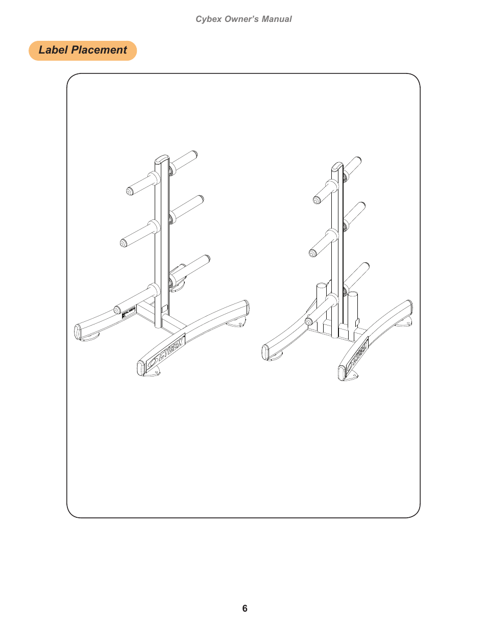 Label placement | Cybex 16140 Free Weight Weight Tree User Manual | Page 6 / 16