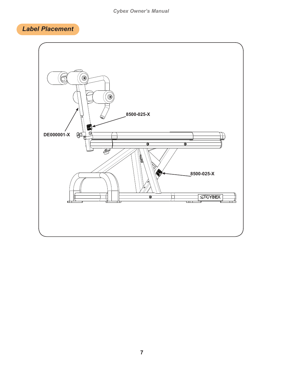 Label placement | Cybex 16171 Free Weight BLAB User Manual | Page 7 / 18