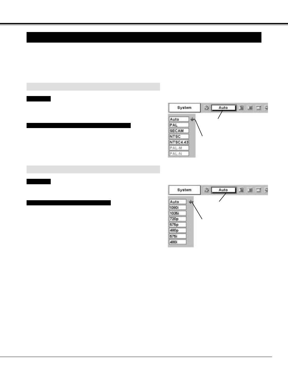 Selecting video system, Video input | Canon LV-S1 User Manual | Page 31 / 44