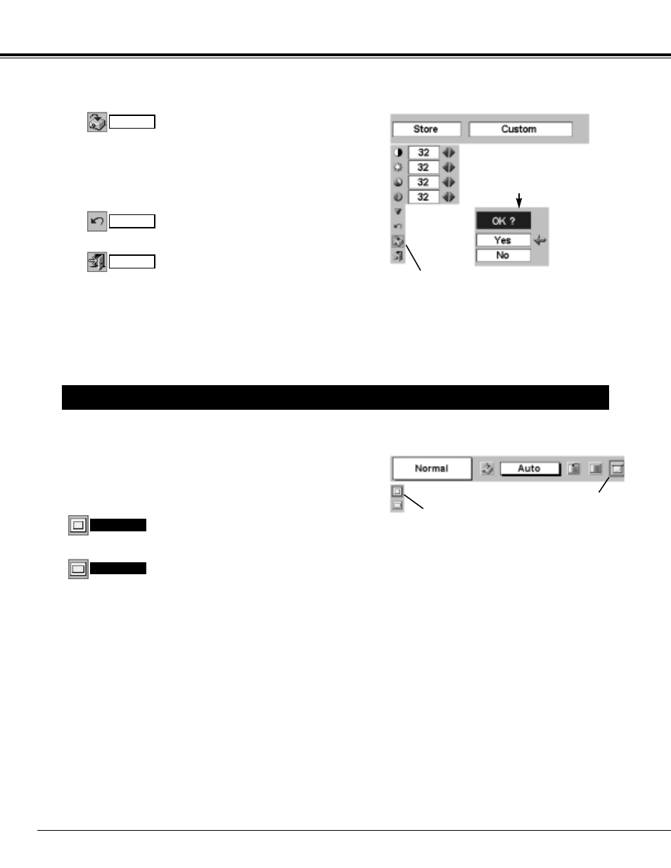Picture screen adjustment, Video input | Canon LV-S1 User Manual | Page 34 / 44