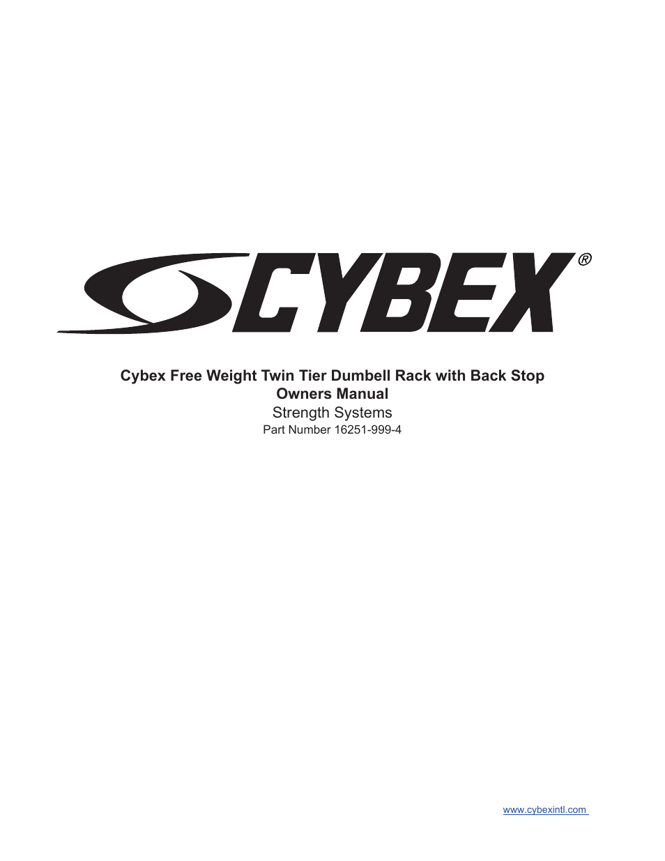 Cybex 16251 Free Weight Twin Tier Dumbell Rack with Back Stop User Manual | 16 pages
