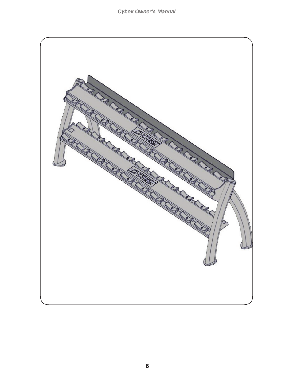 Cybex 16251 Free Weight Twin Tier Dumbell Rack with Back Stop User Manual | Page 6 / 16