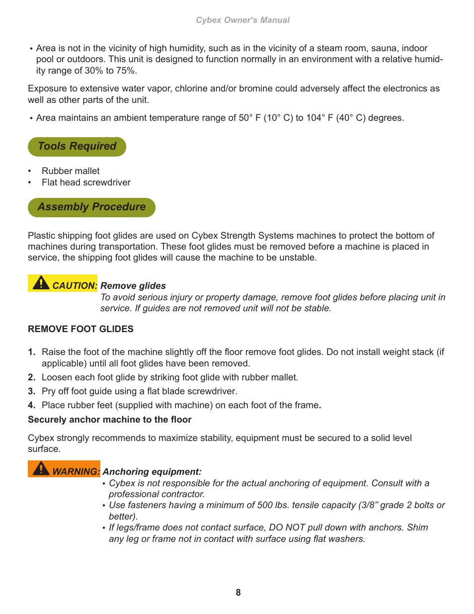 Tools required, Assembly procedure | Cybex 16251 Free Weight Twin Tier Dumbell Rack with Back Stop User Manual | Page 8 / 16