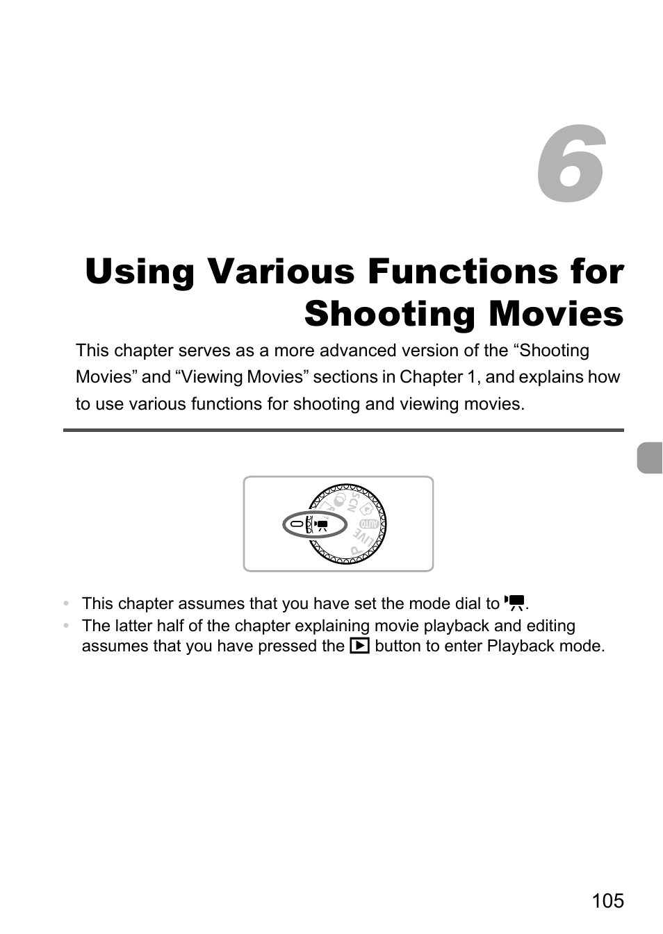 6 using various functions for shooting movies, 6 using various functions for, Shooting movies | Using various functions for shooting movies | Canon A2200 User Manual | Page 105 / 201