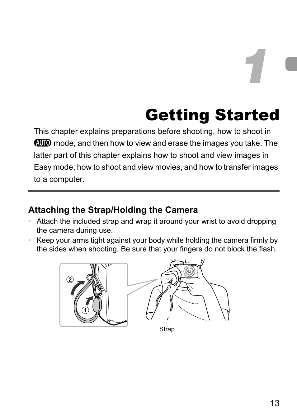 1 getting started, Getting started | Canon A2200 User Manual | Page 13 / 201
