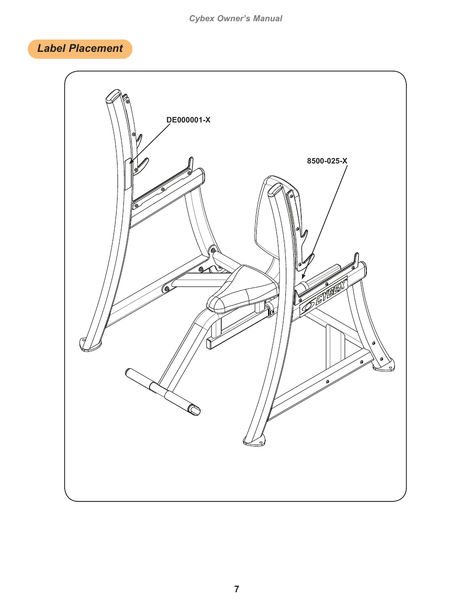 Label placement | Cybex 16270 Free Weight Military Press User Manual | Page 7 / 18