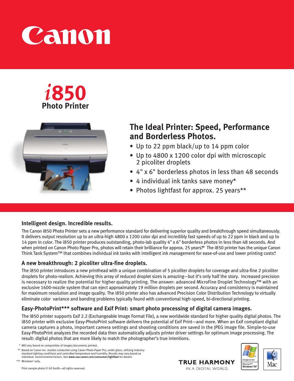 Canon i850 User Manual | 2 pages