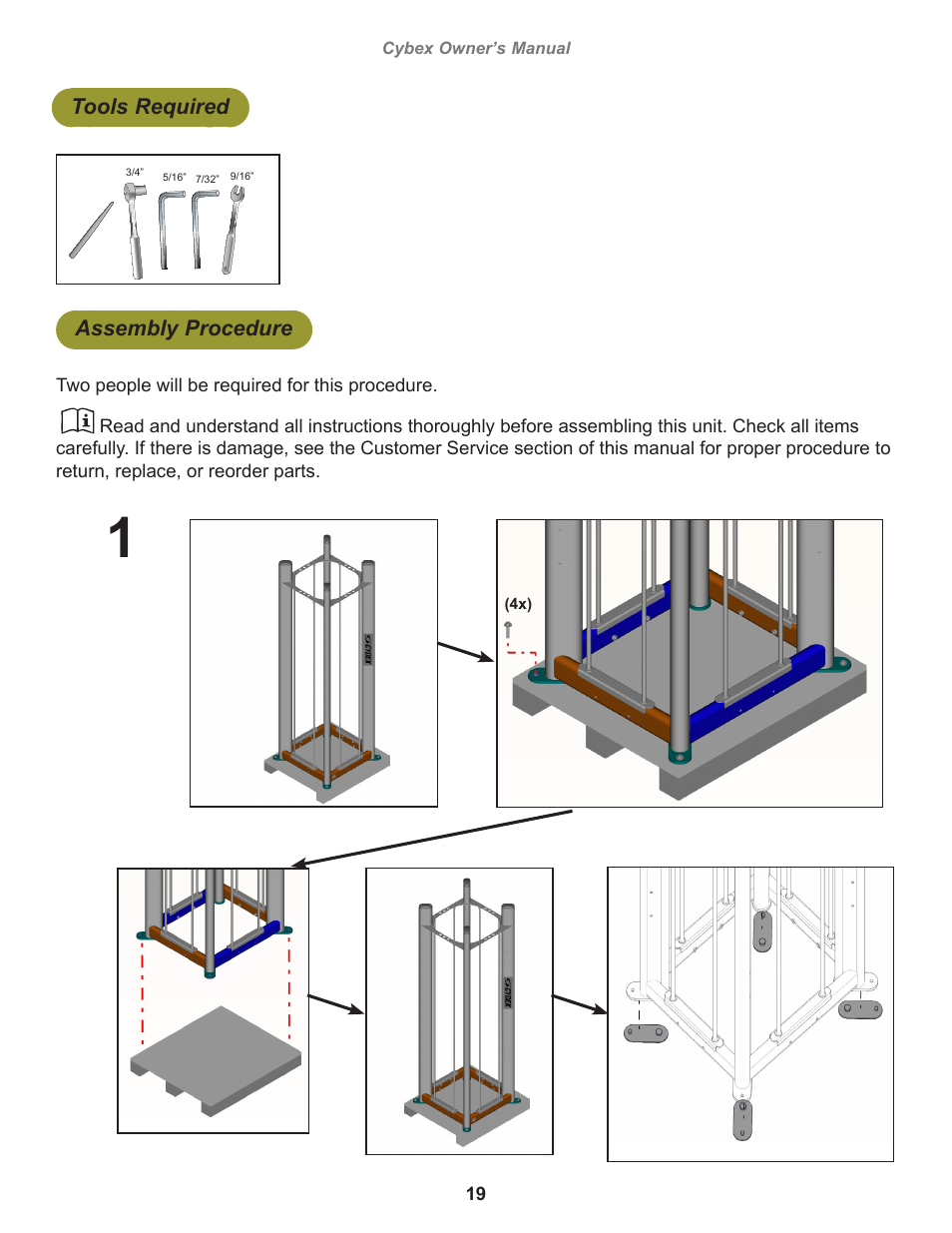 Tools required, Assembly procedure | Cybex 17001 Jungle Gym User Manual | Page 19 / 70
