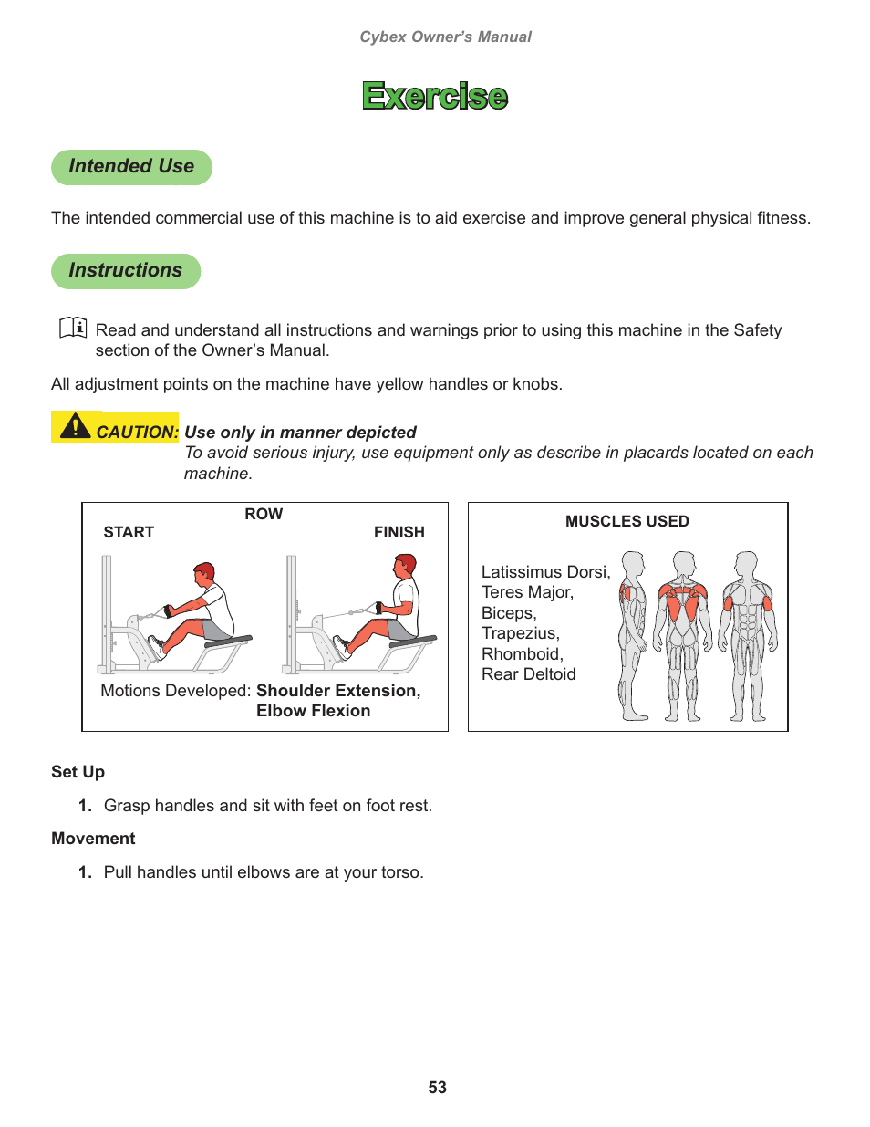 Exercise, Intended use, Instructions | Cybex 17001 Jungle Gym User Manual | Page 53 / 70