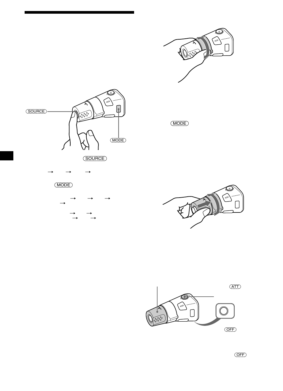 Using the rotary commander, Other operations, By rotating the control (the seek/ams control) | By pressing buttons (the source and mode buttons) | Sony XR-CA410 User Manual | Page 16 / 124