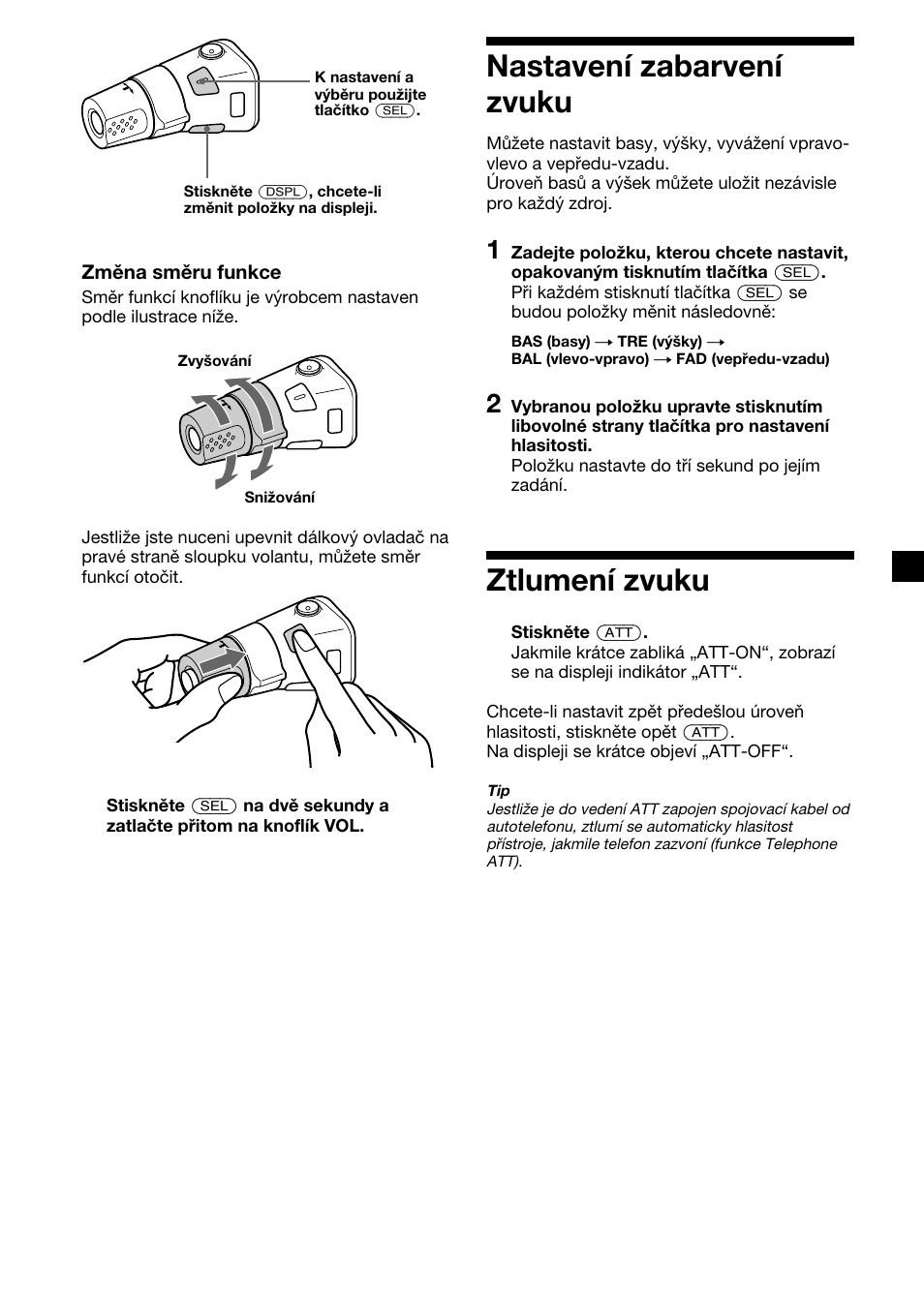 Nastavení zabarvení zvuku, Ztlumení zvuku | Sony XR-CA410 User Manual | Page 41 / 124