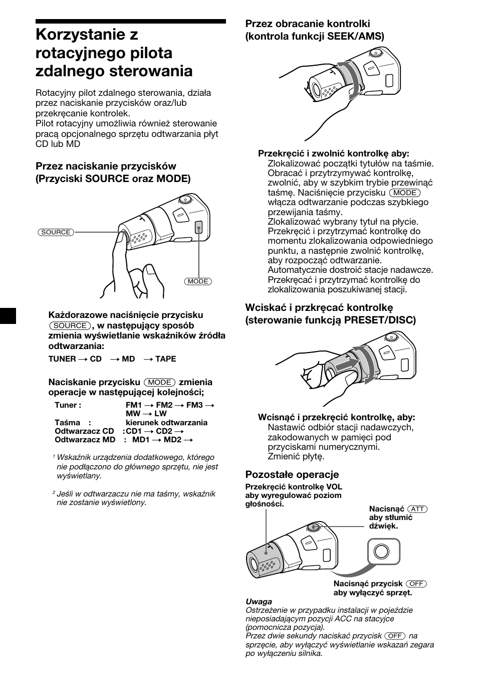 Pozostałe operacje | Sony XR-CA410 User Manual | Page 64 / 124