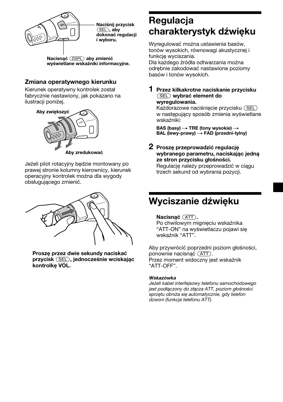 Regulacja charakterystyk dźwięku, Wyciszanie dźwięku | Sony XR-CA410 User Manual | Page 65 / 124