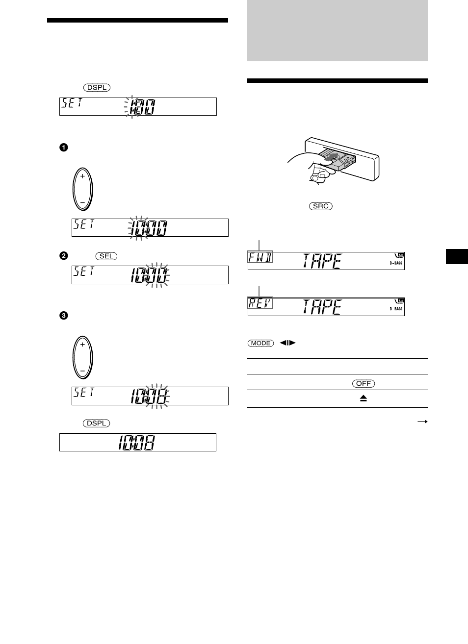 Cassette player, Listening to a tape, Setting the clock | Sony XR-CA410 User Manual | Page 7 / 124