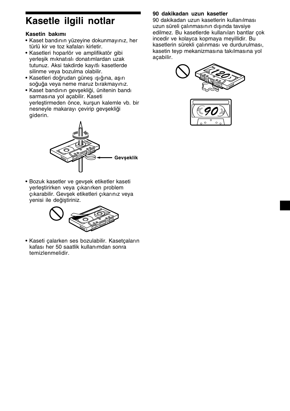 3kasetle ilgili notlar | Sony XR-CA410 User Manual | Page 75 / 124