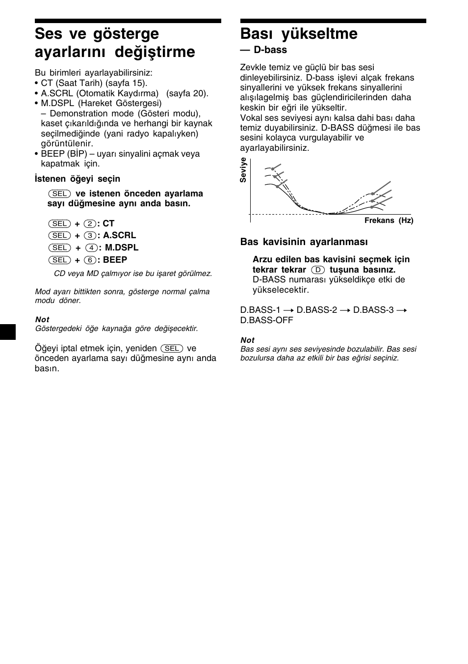 18 bası yükseltme, Ses ve gösterge ayarlarını değiştirme | Sony XR-CA410 User Manual | Page 90 / 124