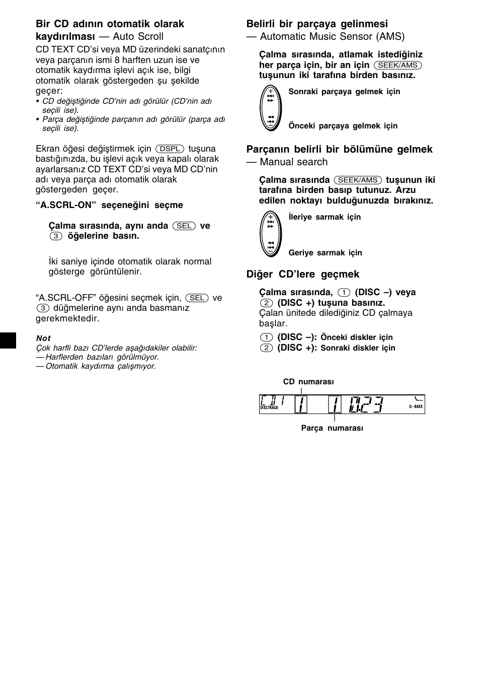 Diğer cd’lere geçmek | Sony XR-CA410 User Manual | Page 92 / 124