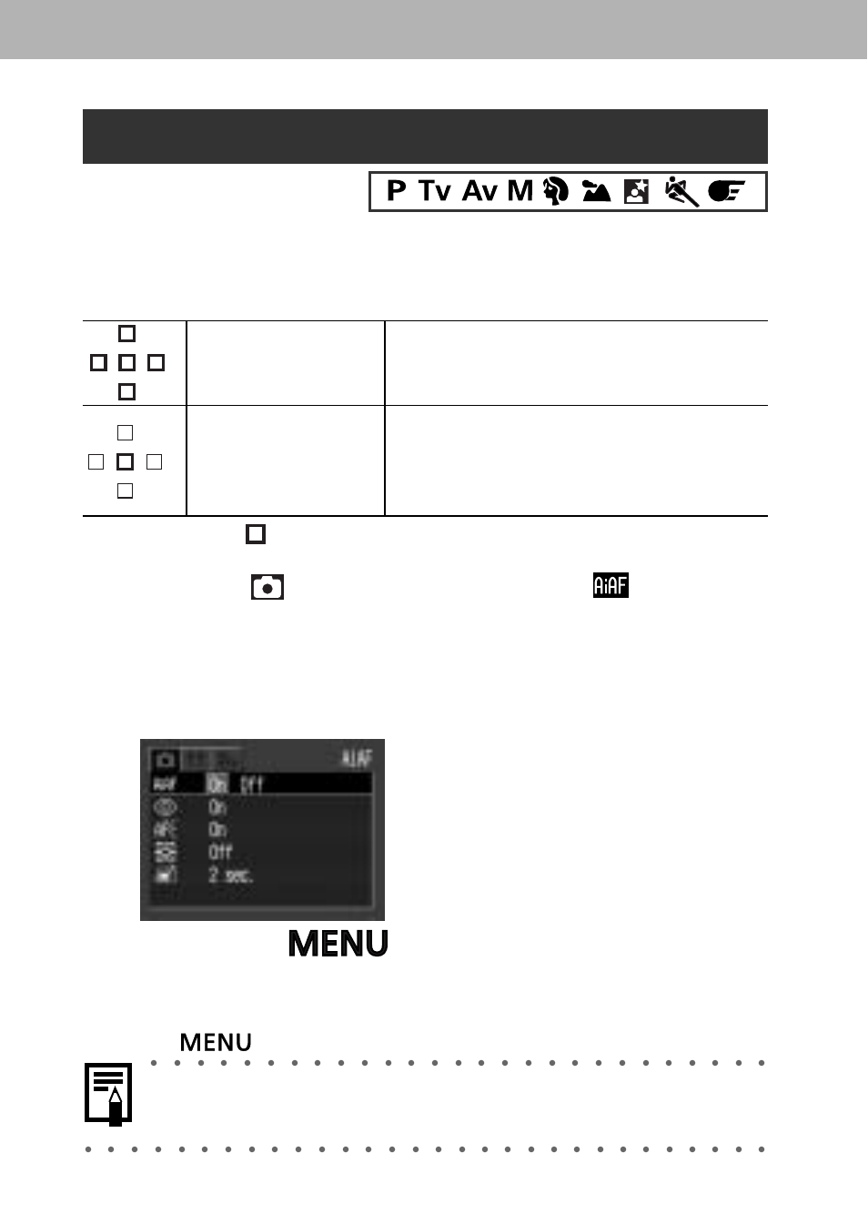 Switching between autofocus modes, Press the button, See selecting menus and settings (p. 43) | Auto selection) (center) | Canon A60 User Manual | Page 102 / 230
