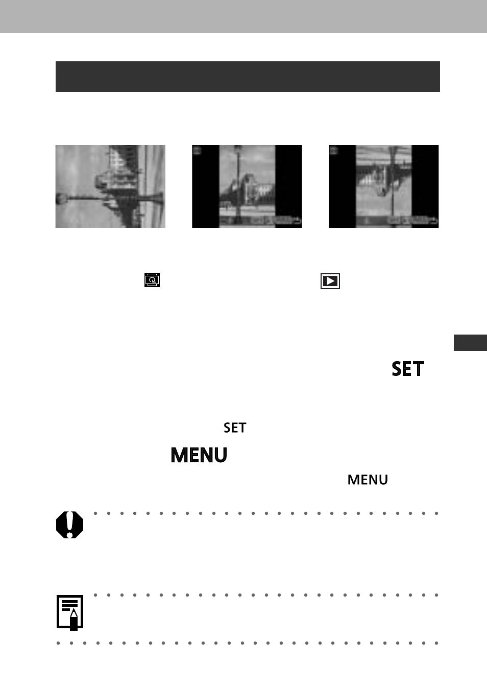 Rotating images in the display, Select (rotate) from the [ (replay)] menu, Press the button | Repla ying, er asing, See selecting menus and settings (p. 43), Images can be magnified when rotated (p. 119) | Canon A60 User Manual | Page 131 / 230