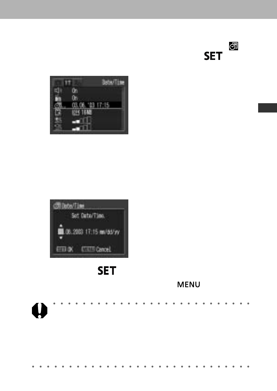 Set the date and time, Press the button, Prepar ing the camer a, basic functions | Canon A60 User Manual | Page 31 / 230