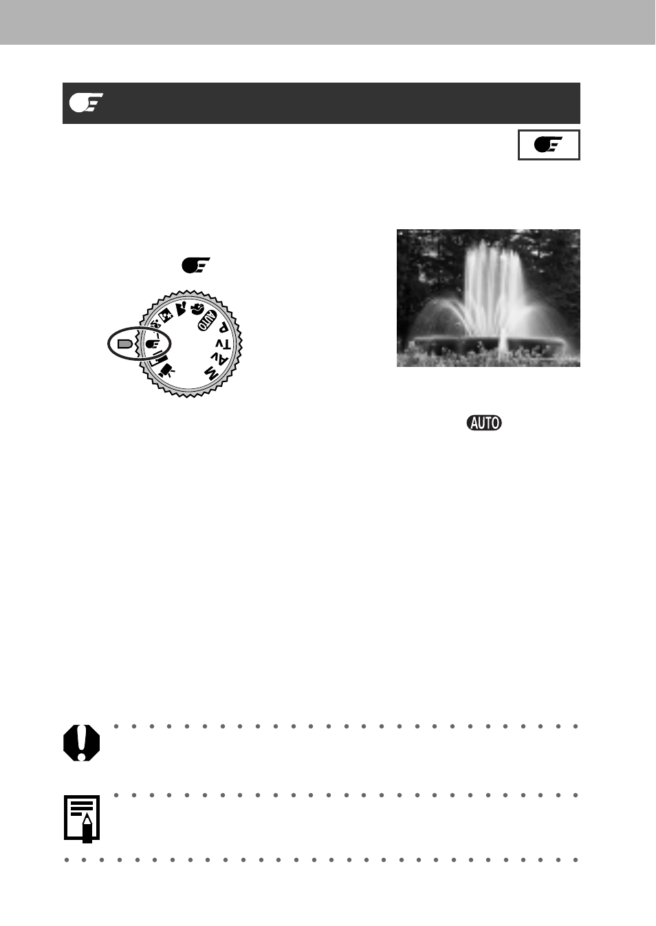 Slow shutter, Turn the shooting mode dial to, For functions available in this mode, see page 224 | Canon A60 User Manual | Page 78 / 230