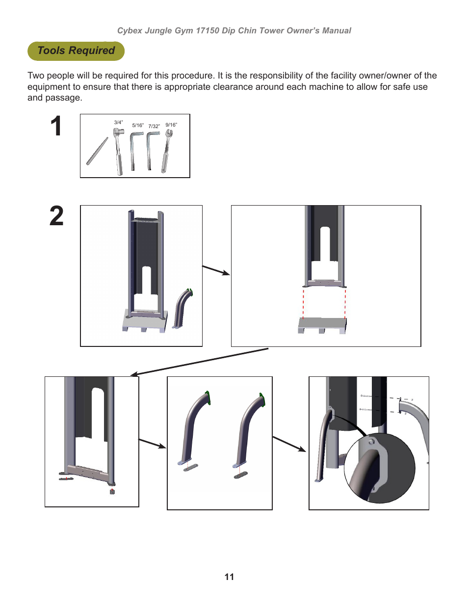 Tools required | Cybex 17150 Jungle Gym Dip Chin Tower User Manual | Page 11 / 30