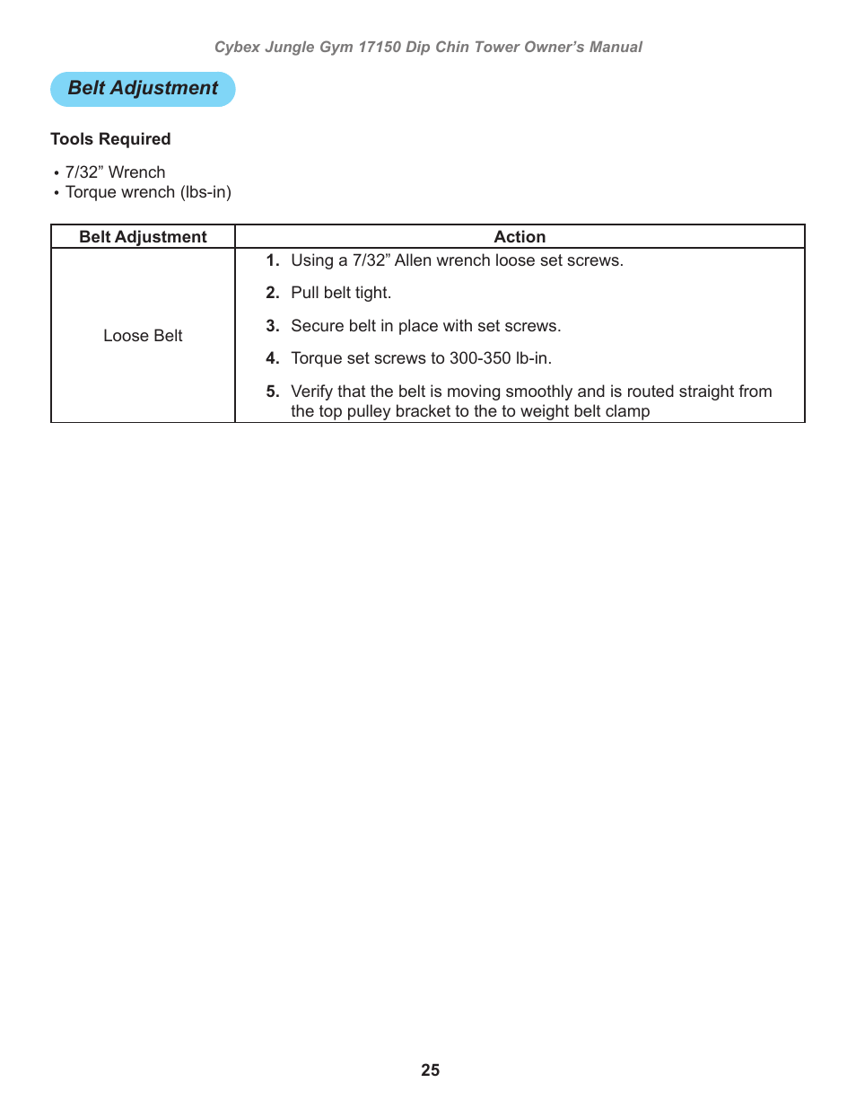 Cybex 17150 Jungle Gym Dip Chin Tower User Manual | Page 25 / 30