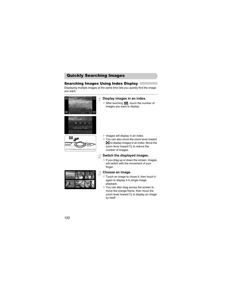 Quickly searching images, Pp. 120 | Canon IXUS 310 HS User Manual | Page 120 / 208