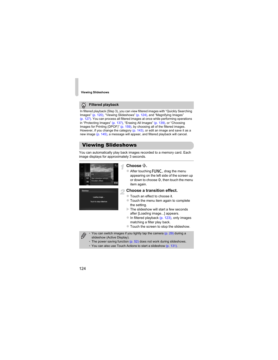 Viewing slideshows | Canon IXUS 310 HS User Manual | Page 124 / 208