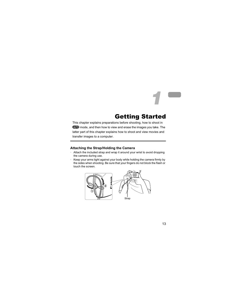 1 getting started, Getting started | Canon IXUS 310 HS User Manual | Page 13 / 208