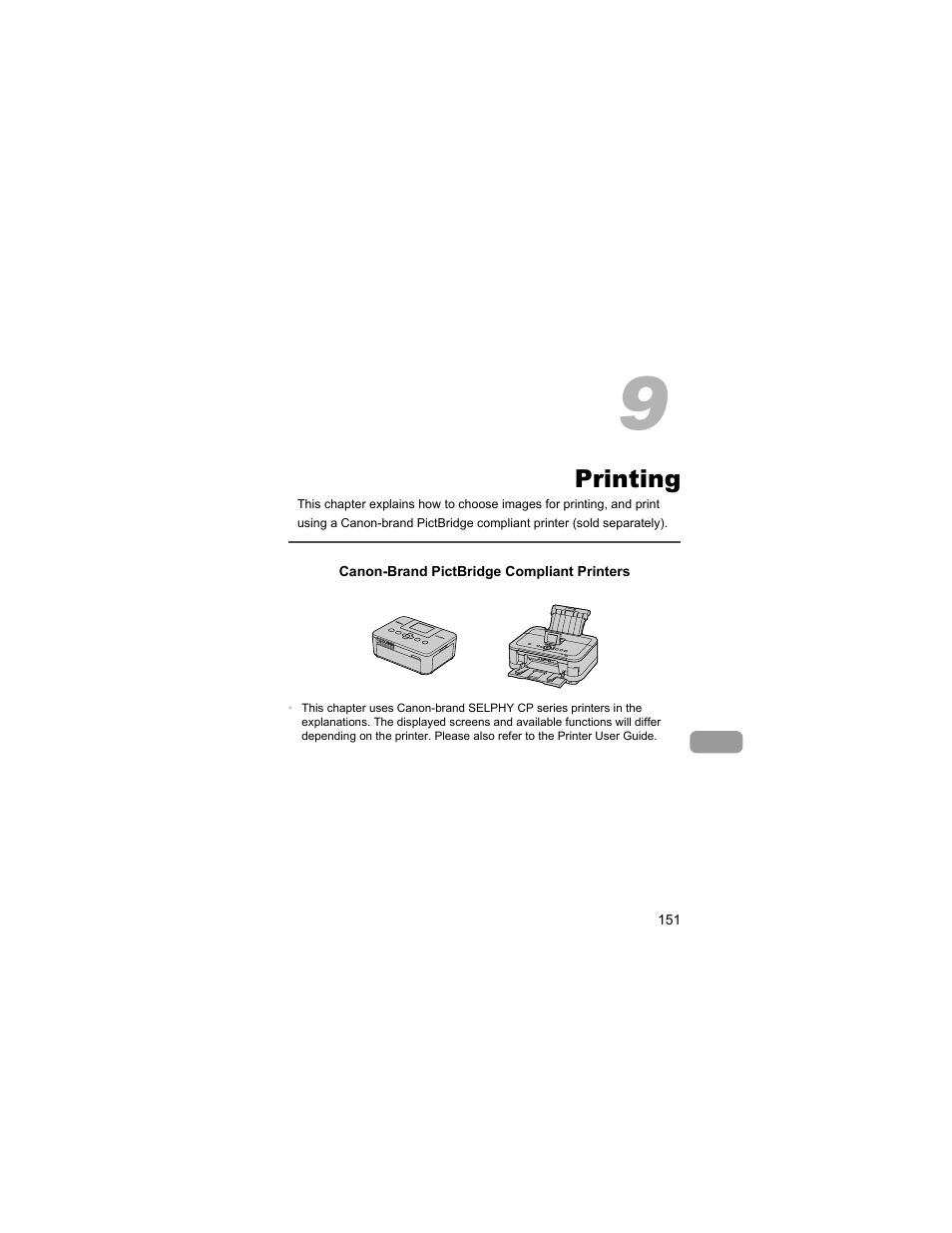 9 printing, Printing, P. 151) | Canon IXUS 310 HS User Manual | Page 151 / 208