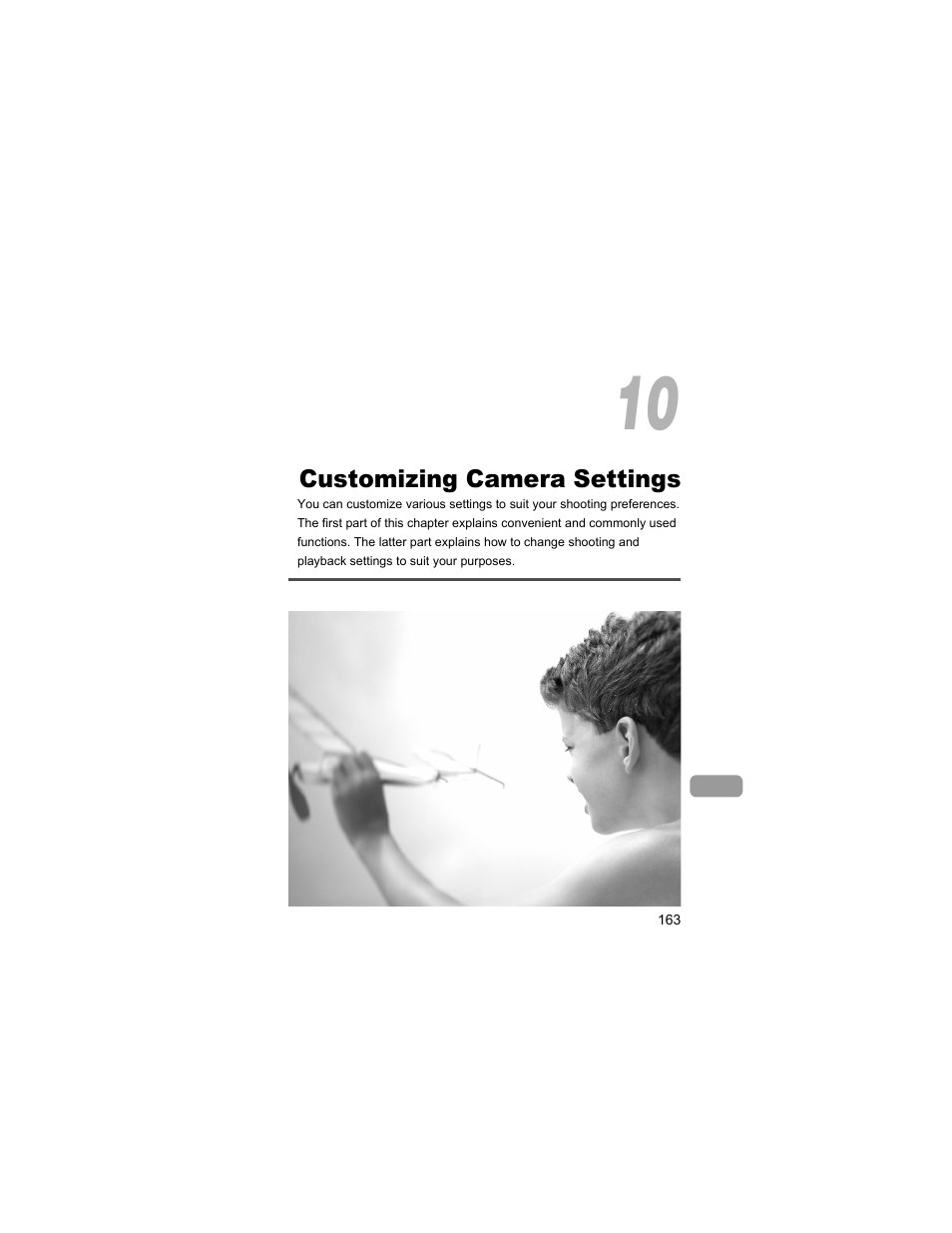 10 customizing camera settings, Customizing camera, Settings | Canon IXUS 310 HS User Manual | Page 163 / 208
