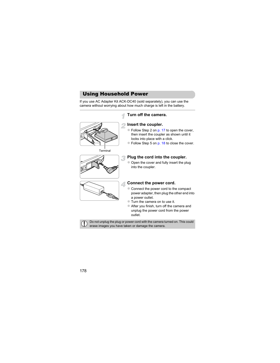 Using household power | Canon IXUS 310 HS User Manual | Page 178 / 208