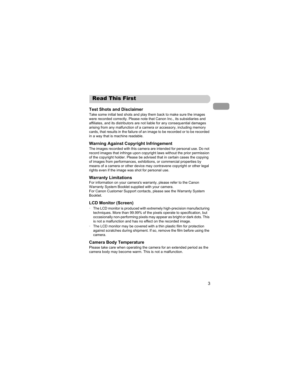 Read this first | Canon IXUS 310 HS User Manual | Page 3 / 208