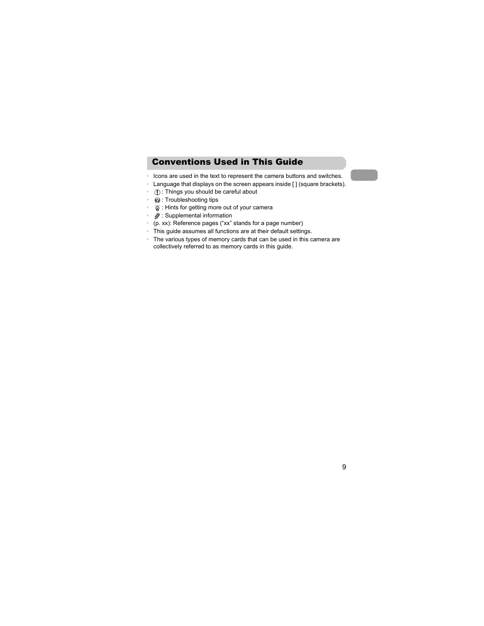 Conventions used in this guide | Canon IXUS 310 HS User Manual | Page 9 / 208
