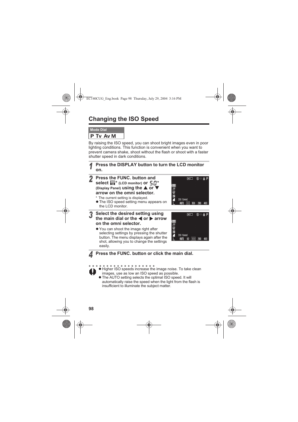 Changing the iso speed | Canon CEL-SE65A210 User Manual | Page 101 / 210