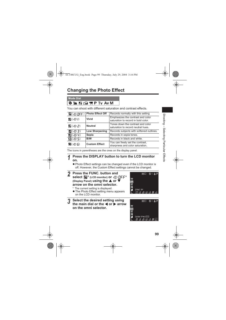 Changing the photo effect | Canon CEL-SE65A210 User Manual | Page 102 / 210