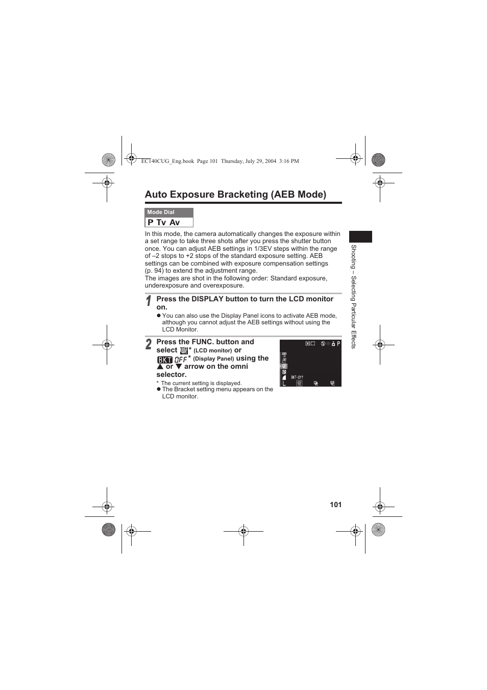 Auto exposure bracketing (aeb mode) | Canon CEL-SE65A210 User Manual | Page 104 / 210