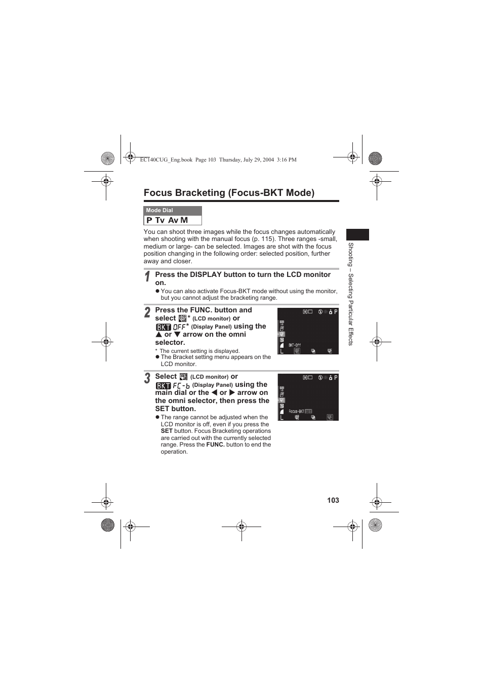 Focus bracketing (focus-bkt mode) | Canon CEL-SE65A210 User Manual | Page 106 / 210