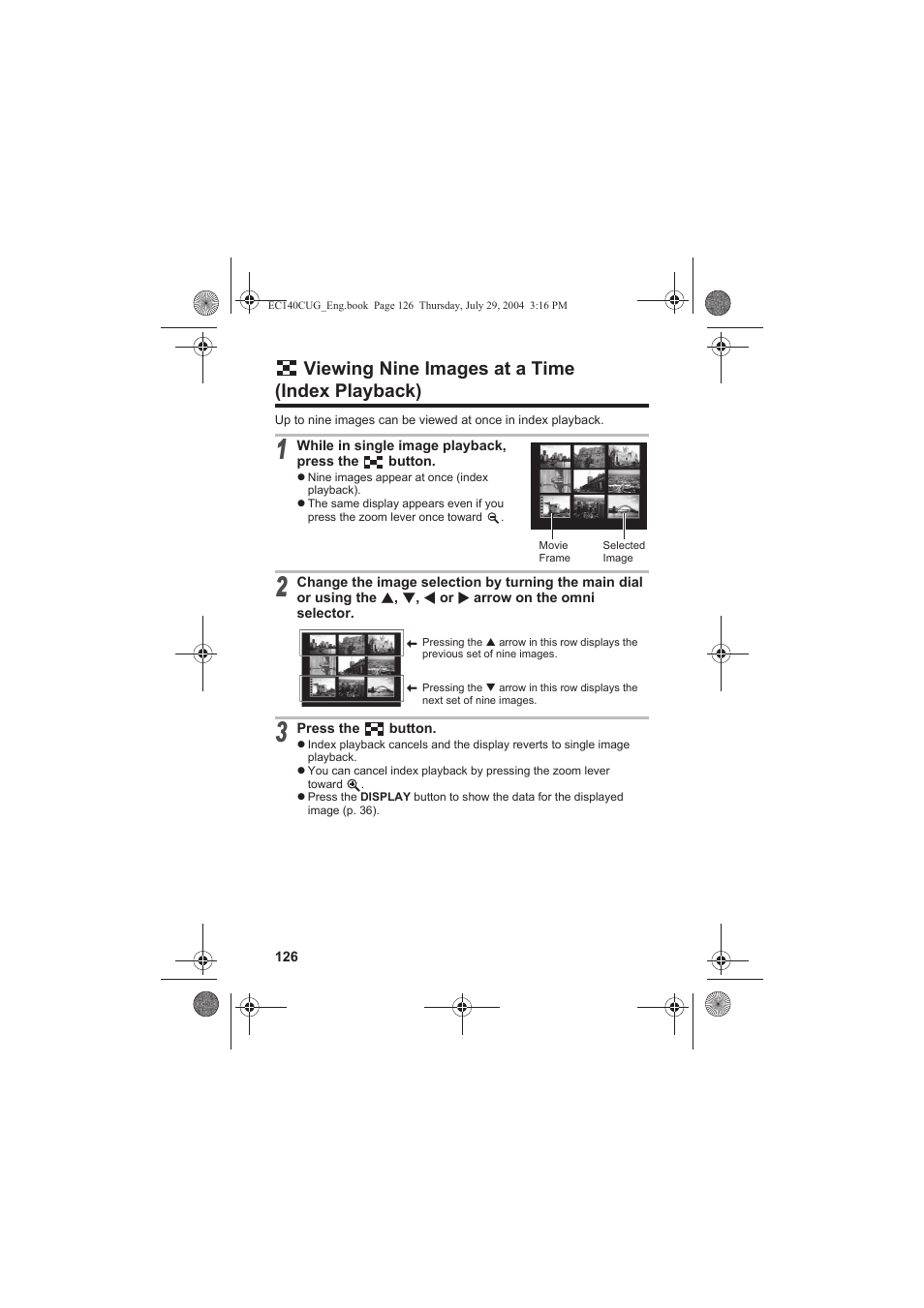 Viewing nine images at a time (index playback) | Canon CEL-SE65A210 User Manual | Page 129 / 210