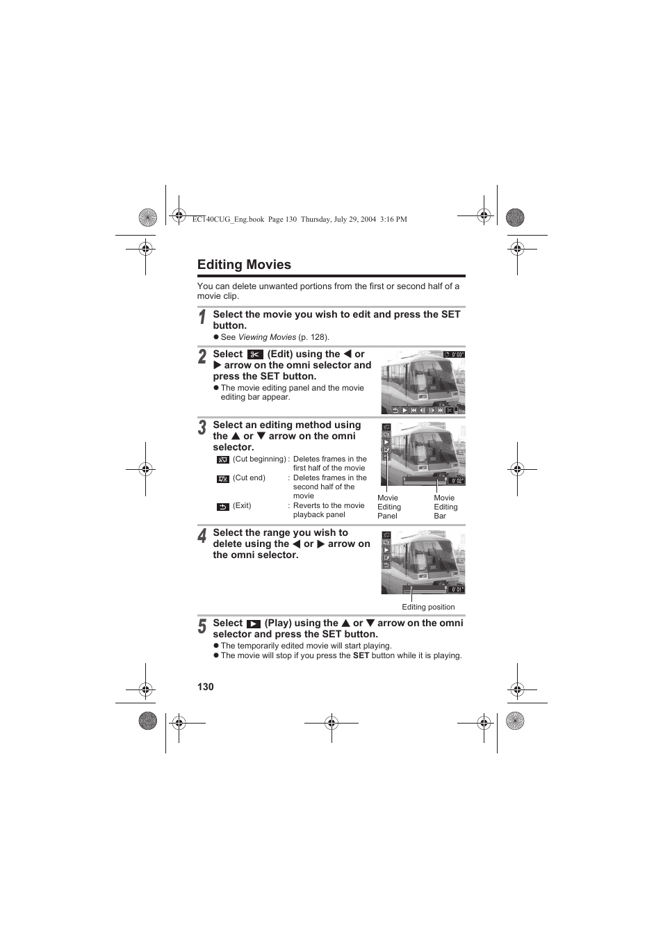 Editing movies | Canon CEL-SE65A210 User Manual | Page 133 / 210