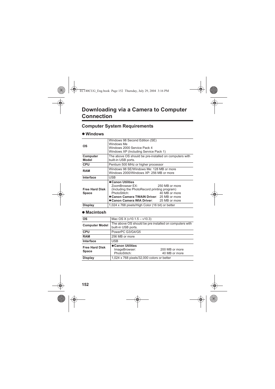 Downloading via a camera to computer connection | Canon CEL-SE65A210 User Manual | Page 155 / 210