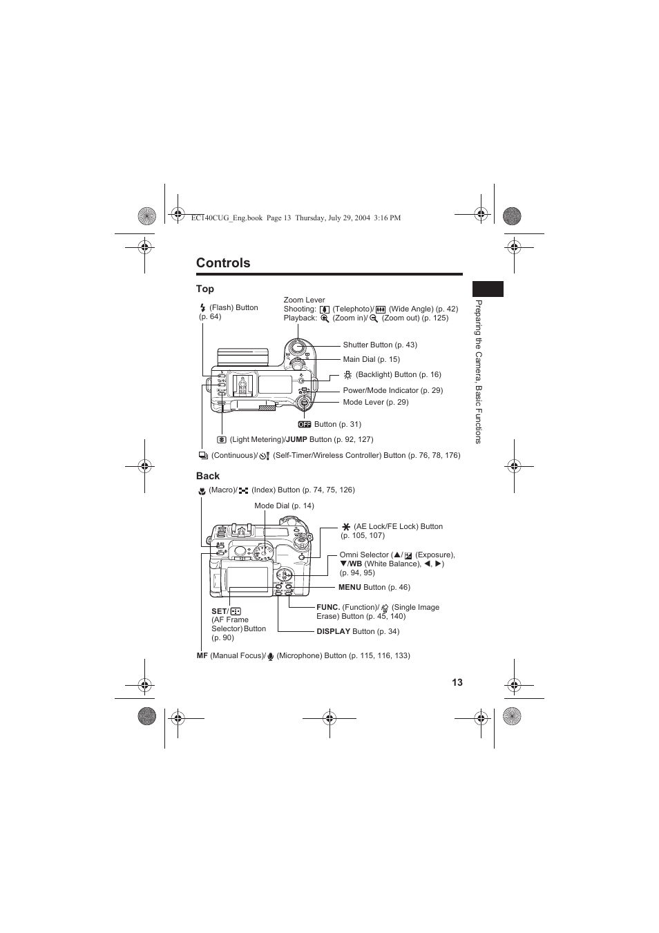 Controls | Canon CEL-SE65A210 User Manual | Page 16 / 210