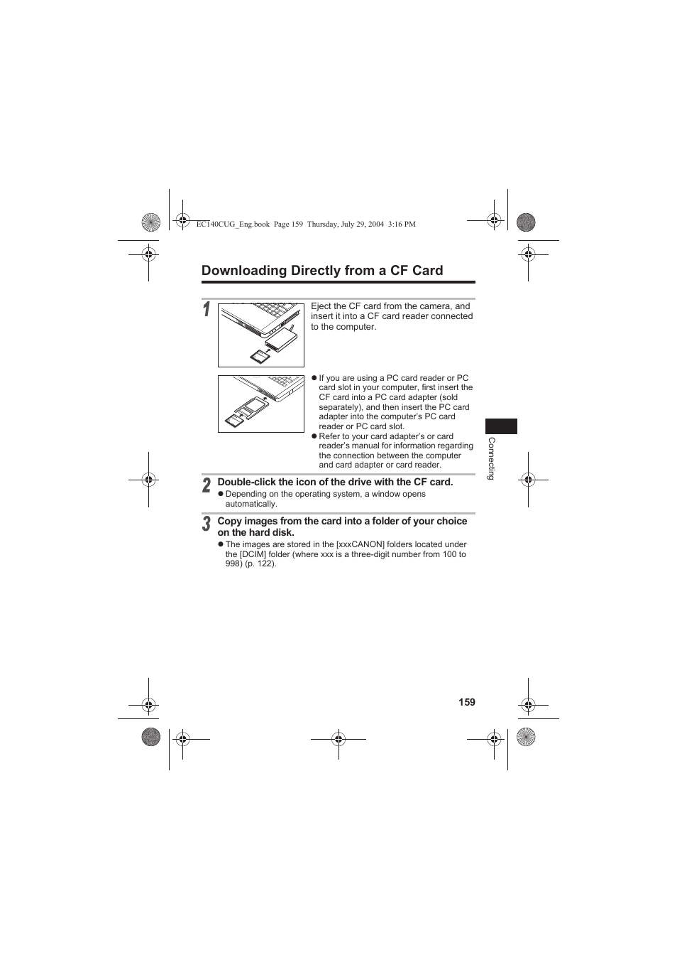 Downloading directly from a cf card | Canon CEL-SE65A210 User Manual | Page 162 / 210