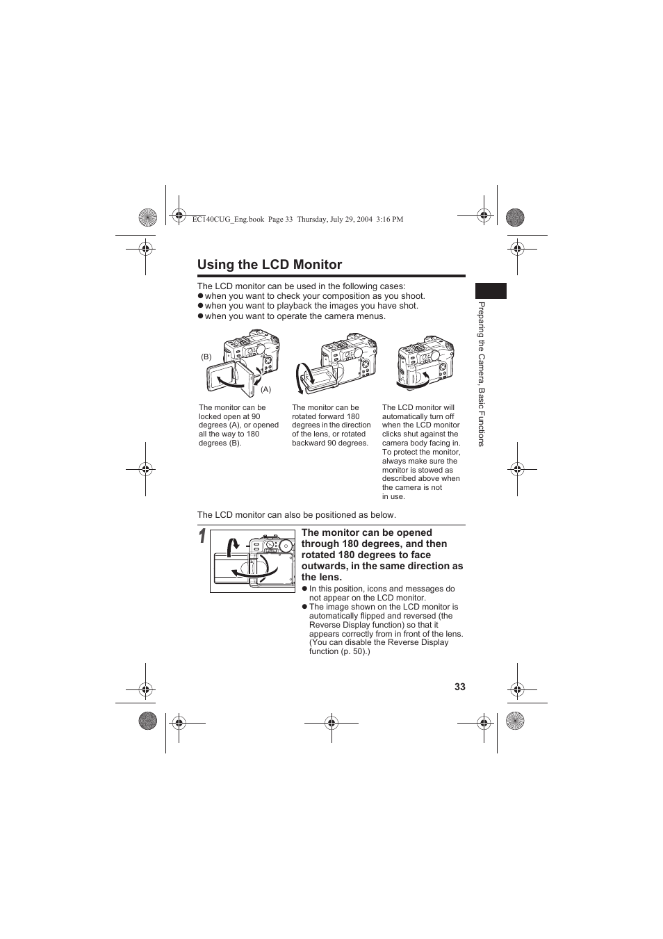 Using the lcd monitor | Canon CEL-SE65A210 User Manual | Page 36 / 210