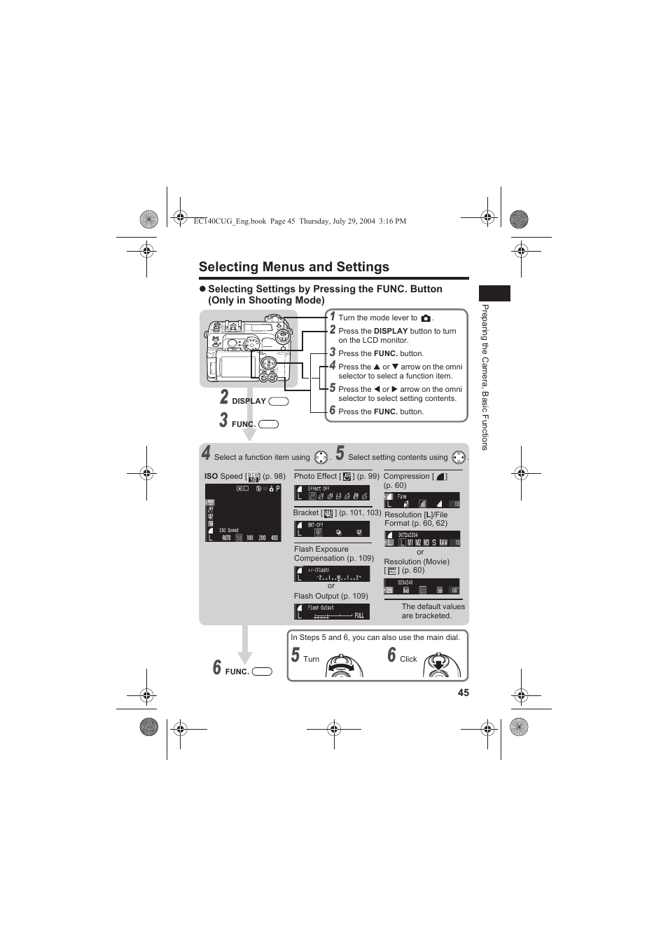 Selecting menus and settings | Canon CEL-SE65A210 User Manual | Page 48 / 210