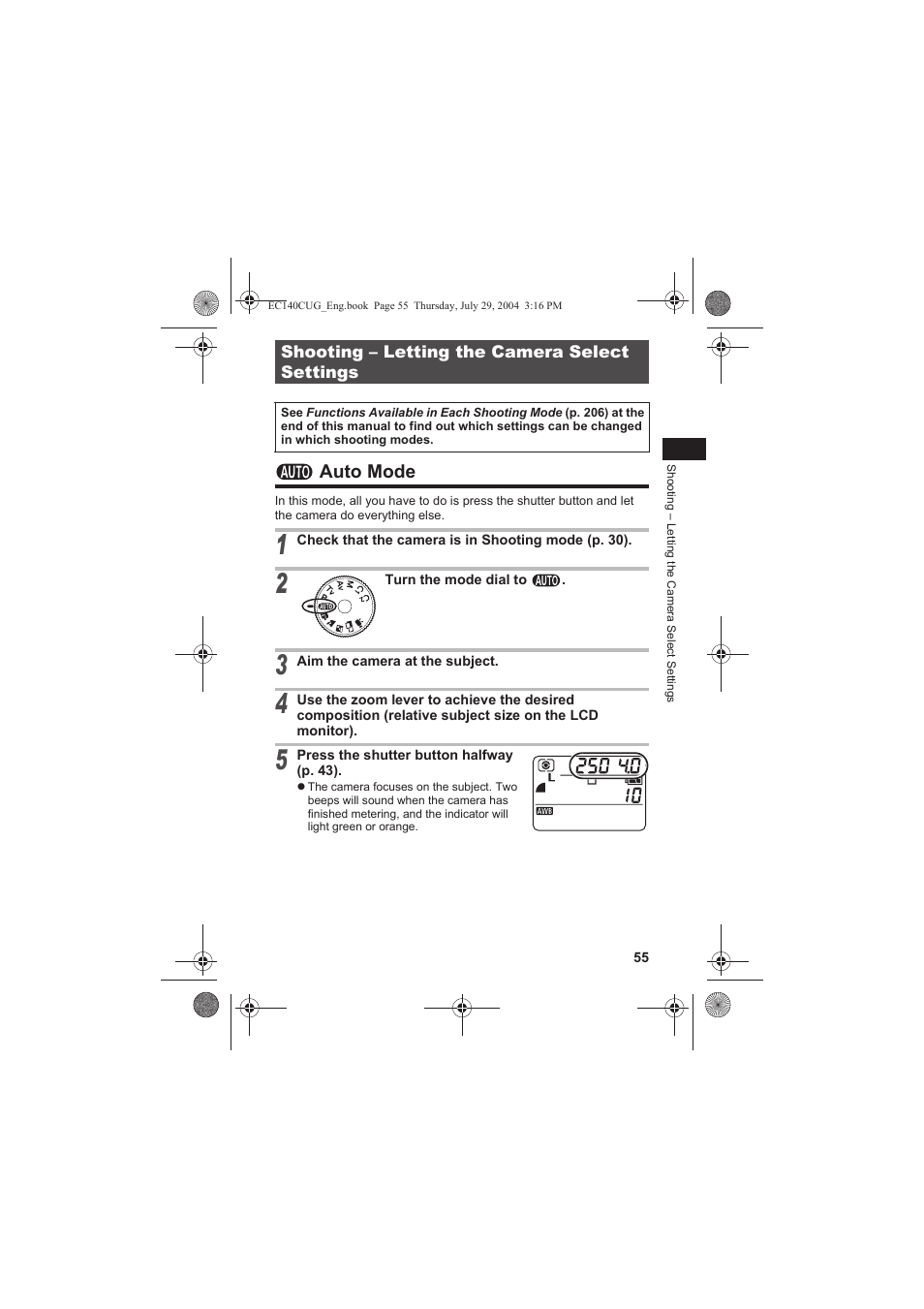 Auto mode | Canon CEL-SE65A210 User Manual | Page 58 / 210